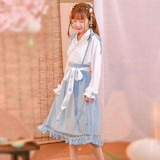 Frill Trim Suspender Midi Skirt