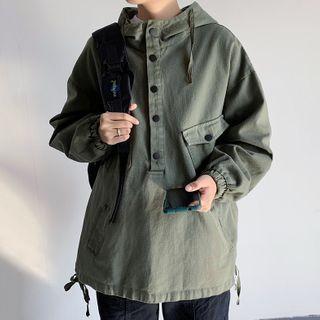 Cargo Henley Hooded Pullover Jacket