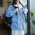 Plain Zip Jacket Blue & White - One Size