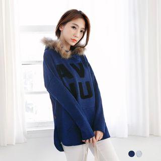 Faux-fur Trim Brushed Hoodie