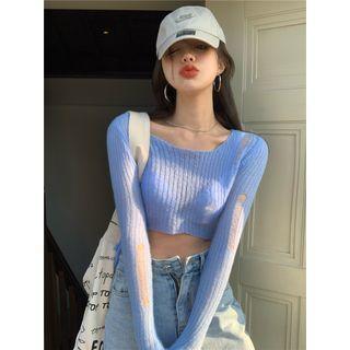 Distressed Knit Crop Top