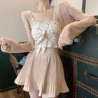 Floral Print Camisole Top / Cardigan / Mini A-line Skirt