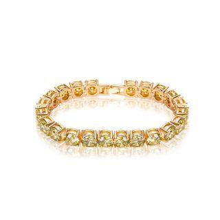 Fashion Simple Plated Gold Geometric Round Yellow Cubic Zirconia Bracelet 17cm Golden - One Size