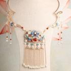 Retro Pearl Fringed Necklace