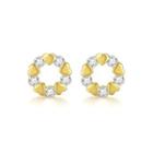 Simple And Romantic Geometric Round Golden Heart-shaped Stud Earrings With Cubic Zirconia Golden - One Size