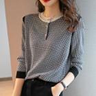 Henley Gingham Knit Top