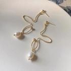 Freshwater Pearl Drop Earring 1 Pair - 1086 - Gold - One Size