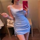 Drawstring Ruffled Slim Fit Dress As Shown In Figure - One Size