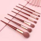 Set Of 7 : Makeup Brush With Pink Case - Set Of 7 - Maroon - One Size