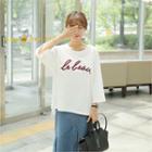 Round-neck Embroidered Lettering T-shirt