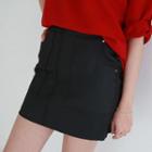 Dual-pocket Coated Mini Skirt