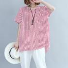Striped Short-sleeve T Shirt As Shown In Figure - L