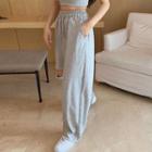 Plain Cropped Camisole Top / Drawstring Plain Ripped Sweatpants