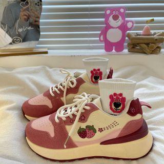 Strawberry Embroidered Platform Sneakers