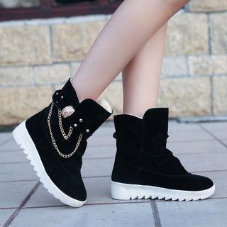 Fleece-lined Cropped Short Snow Boots