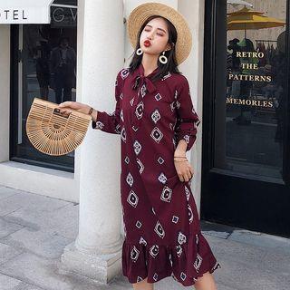 Tie-neck Print Shirt Dress