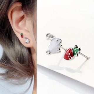 Rabbit & Carrot Non-matching Stud Earring Stud Earring - 1 Pair - Rabbit & Carrot - Red & White - One Size