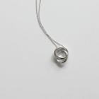 Double Ring-pendant Chain Necklace Silver - One Size