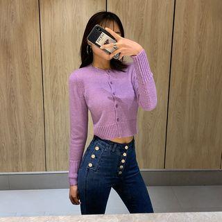 Cropped Crew-neck Knit Top