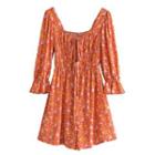 Bell-sleeve Floral Wide Leg Romper
