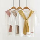 Mock Two-piece Short-sleeve Applique T-shirt