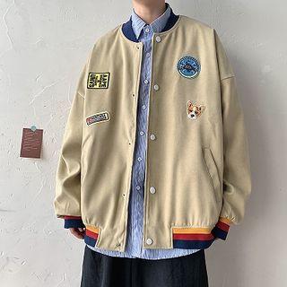 Applique Button Bomber Jacket