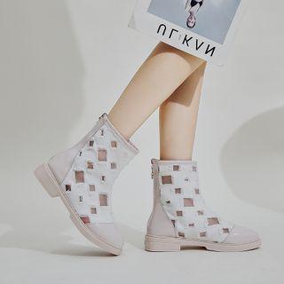 Cutout Block-heel Ankle Boots