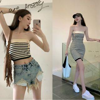 Striped Cropped Tube Top / Striped Tube Dress