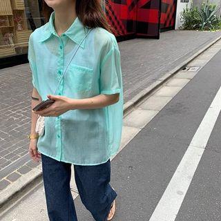 Pocket Detail Short-sleeve Light Shirt