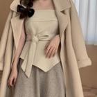 Tie-front Tube Top / Midi A-line Knit Skirt