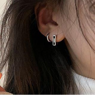 Lettering Hoop Earring 1 Pair - Eh1468 - One Size