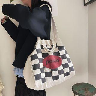 Checkerboard Canvas Tote Bag