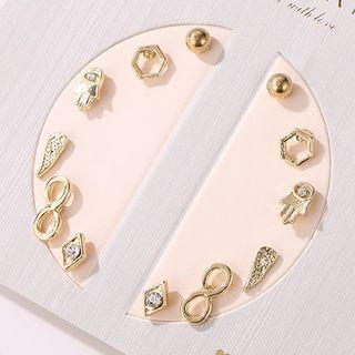6 Pair Set: Palm Alloy Earring (various Designs) 04 - 11647 - Gold - One Size