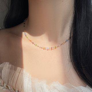 Faux Crystal Choker Green & Purple & Blue - One Size