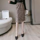 Leopard Print Straight-fit Skirt