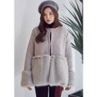 Faux-fur Panel Wool Blend Jacket
