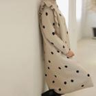 Frill-shoulder Polka-dot Midi Sweater Dress