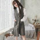Sleeveless Plaid Dress Dark Gray - One Size