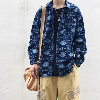 Printed Oversize Denim Shirt