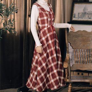 Set: Turtleneck Sweater + Sleeveless Midi A-line Dress