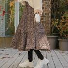 Fleece-lined Tiered Long Floral Skirt