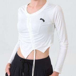 Drawstring Long-sleeve Cropped Sports Top