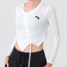 Drawstring Long-sleeve Cropped Sports Top