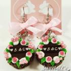 S&c Sweet Ribbon Brown Rose Cake Earrings
