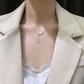 Alloy Wing Pendant Necklace Gold - One Size