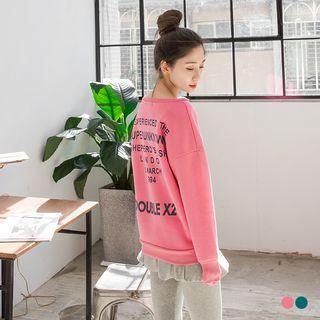 Texted Print Back Fleece Lined Sweatshirt