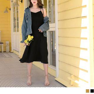 Tie-shoulder Sleeveless Midi Dress