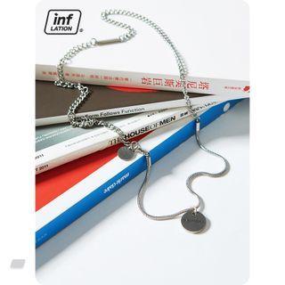 Unisex Two-tone Necklace Silver - One Size