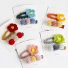 Set: Yarn Flower Hair Clip (assorted Designs)