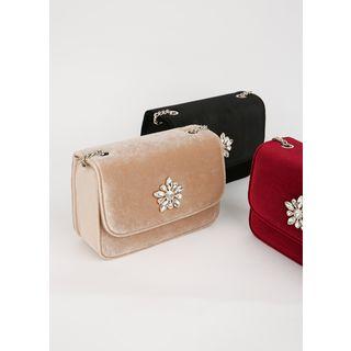 Rhinestone Velvet Chain Bag
